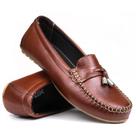 Mocassim Casual Feminino Confort Couro Detalhes Metal