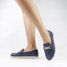 Mocassim Couro Enfeite Metal