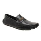 Mocassim em Couro Sapato Sapatilha Drive Preto