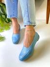 Mocassim Feminino Azul Couro Legítimo Confort Luxo Sapatilha Bico Quadrado Marca Nilza Camargos