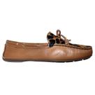 Mocassim Feminino Couro Legítimo Caramelo Animal Print Laço