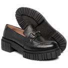 Mocassim Feminino Couro Sola Plataforma Tratorada cor Preto Mocassim Feminino Couro Sola Plataforma Tratorada cor Preto