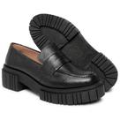 Mocassim Feminino Couro Sola Plataforma Tratorada Gravata cor Preto Mocassim Feminino Couro Sola Plataforma Tratorada Gravata cor Preto