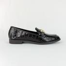 Mocassim feminino preto em couro croco 1866