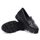 Mocassim Feminino Sapato Oxford Sola Tratorada Plataforma Blogueira Preto e Marrom Metal
