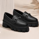 Mocassim Feminino Tratorado Slip On Plataforma Casual Moderno Confortável