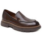 Mocassim Masculino Loafer Alt Eleva Couro Salto 3cm Macio Cor:MarromTamanho:41