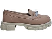 Mocassim Napa Rosado Com Nó Strass Prata