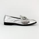 Mocassim prata em couro com detalhe cromado 1234