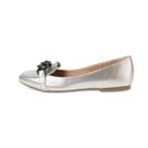Mocassim Sapatilha Bico Quadrado Prata Fivela Feminino Cor:PrataTamanho:38