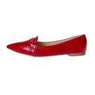 Mocassim Sapatilha Croco Verniz Feminino Fivela Bico Fino Cor:VermelhoTamanho:37