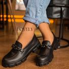 Mocassim Tratorado Feminino Corrente Preto Confortável