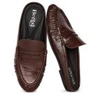Mocassins BeelG Brown Penny Mule sem cadarço para mulheres
