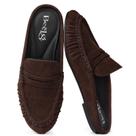 Mocassins BeeLg Penny Mule para mulheres de camurça plana sem cadarço