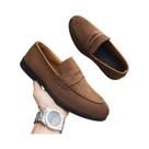 Mocassins De Couro Masculinos Leves E Elegantes, Sapatos Casuais Slip-On Com Sola Macia, Estilo