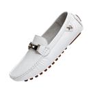 Mocassins Masculinos De Couro PU Branco, Slip-On, Feitos À Mão, Casuais, Confortáveis Para Dirigir