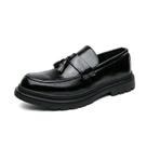 Mocassins masculinos de couro Tassel Platform Slip-on NouriRon Black