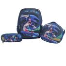 Mochila 3D escolar Infantil Sonic com Lancheira e estojo ziper e 3 compartimentos Mochila 3D escolar Infantil Sonic com Lancheira e estojo ziper e 3 compartimentos