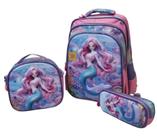 Mochila 3D Escolar + Lancheira Térmica + Estojo Astronauta