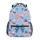 Mochila ALAZA Pink Bow Blue Pattern para crianças da 3ª à 5ª série
