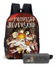 Mochila Anime Promissed Nerveland Kit Escolar Com Estojo