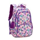 Mochila Bansusu com estampa geométrica de nylon roxo para meninas Mochila Bansusu com estampa geométrica de nylon roxo para meninas