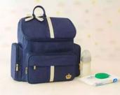 Mochila Bebe Maternidade G Luxo Azul Creme