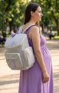Mochila Bebe Maternidade G Marfim Laço Bege Lilas Tecido Linho