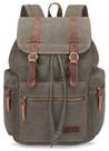 Mochila Bluboon Canvas Vintage Leather Casual Bookbag Green