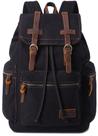 Mochila Bluboon Canvas Vintage Leather Casual Bookbag preta