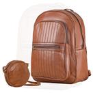 Mochila Bolsa Couro Impermeável Feminina + Bolsinha Transversal Marrom