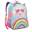 Mochila Bolsa de Costas Escolar Holográfica Infantil Juvenil Teen Little Cat Brilho Glitter Orelhinha