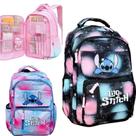 Mochila Bolsa Escolar Fichário Menina Lilo Stitch Infantil Rosa Azul Mochila Bolsa Escolar Fichário Menina Lilo Stitch Infantil Rosa Azul
