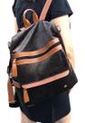 Mochila Bolsa Notebook Grande em Veludo com Detalhes em Couro