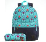 Mochila Capricho de Costas Flores Juvenil com Estojo Meninas