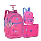Mochila Carrinho com Lancheira e Estojo Fichário Rebecca Bonbon -
