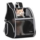 Mochila Cat Mochila para animais de estimação para cães pequenos e gatos médios, cachorrinhos e coelhinhos de até 15 libras, mochila dobrável para transporte de gatos com malha totalmente ventilada com coleira de segurança (preta)