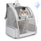 Mochila Cat SSawCasa Large para animais de estimação de 7 kg com brinquedo cinza