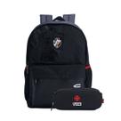 Mochila Costas Vasco Da Gama Universitária E Estojo Duplo Cor:Preto
