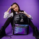 Mochila Costas Wandinha Addams Holográfica Puffer Escolar(MJ43804)