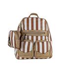 Mochila Couro Feminina Escolar Impermeável Listrada Marrom + Porta Níquel Kit Mochila Couro Feminina Escolar Impermeável Listrada Marrom + Porta Níquel Kit