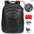 Mochila Couro Masculina Grande Cadeado Segurança Ecológico Legitimo Cabo de Aço Notebook Impermeável