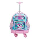 Mochila de 4 Rodinhas Feminina Unicórnio Just Dance Verde Água