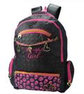 Mochila de costas beautiful girl preta com rosa - kit
