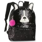 Mochila de Costas Juvenil Feminina Cachorro Paetê com Pompom Clio Mochila de Costas Juvenil Feminina Cachorro Paetê com Pompom Clio