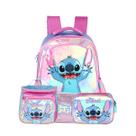 Mochila de Costas Lancheira Estojo Box Stitch Holográfico