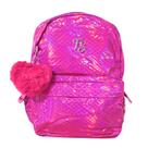 Mochila de costas metalizada pink + Pom Pom coração