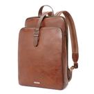 Mochila de couro CLUCI para mulheres, laptop de 15,6", marrom escuro