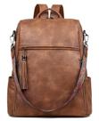 Mochila de couro para laptop FADEON para mulheres 15,6" marrom
