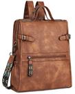 Mochila de couro para laptop FADEON para mulheres marrom impermeável